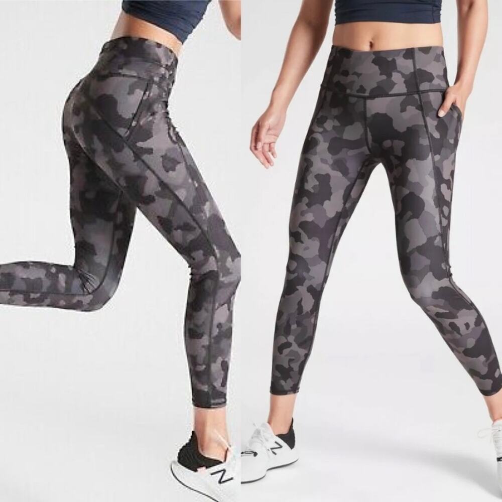 Athleta Lightning 7/8 Tight Legging Gray Camo Womens XS Run‎ Trail Athletic